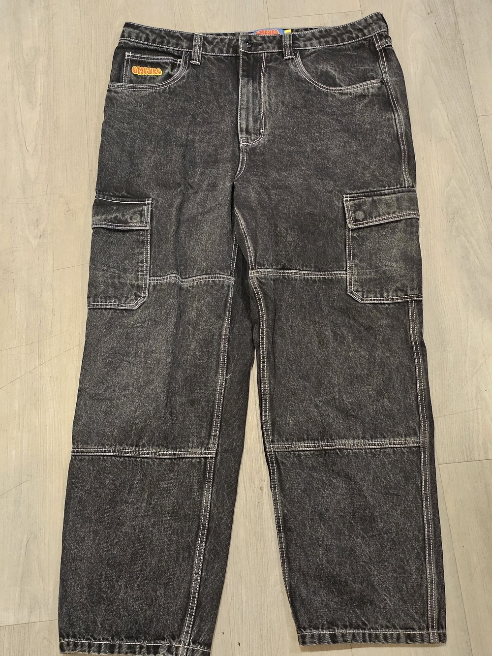 Empyre Men's Black Cargo Work Pants with Contrast Stitching